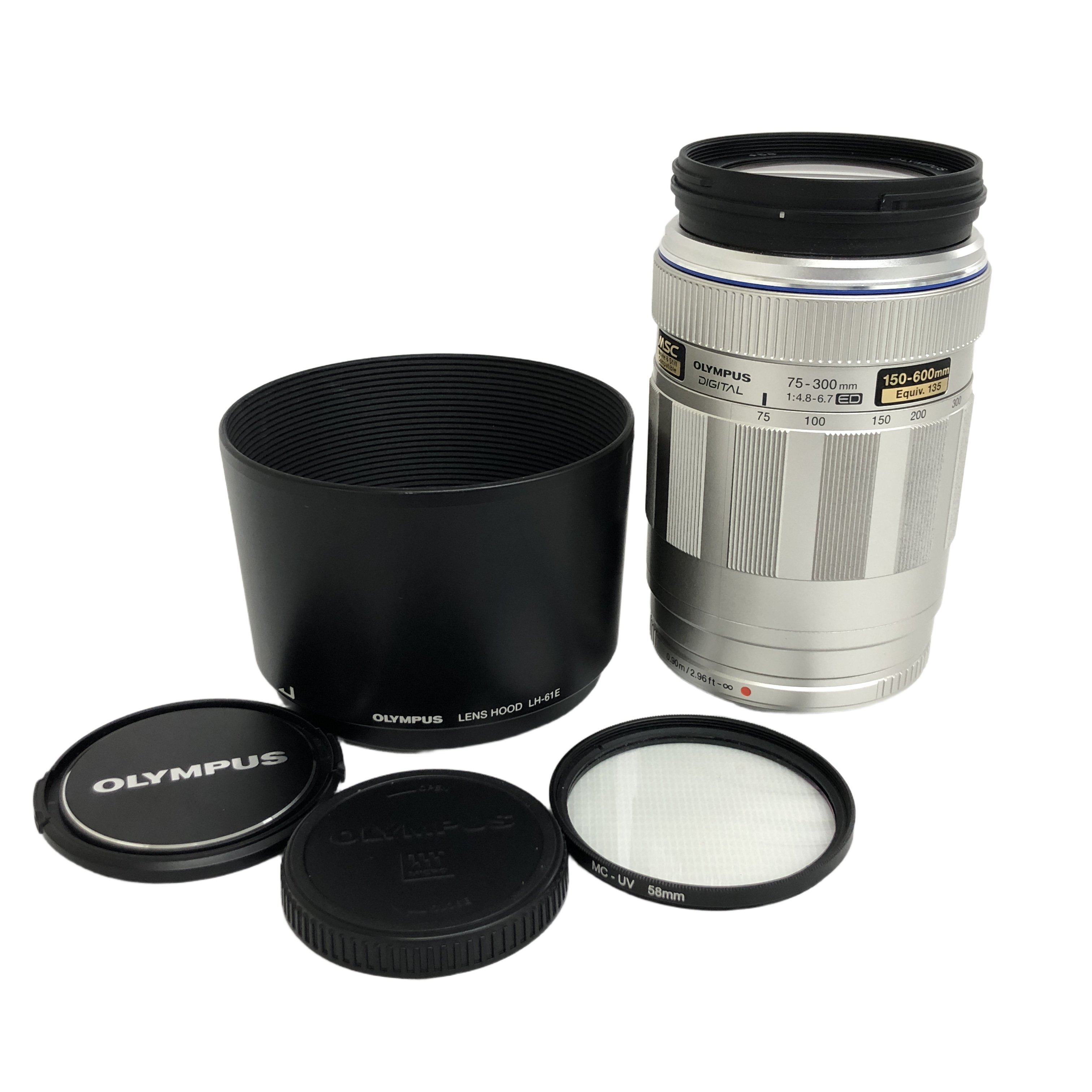 OLYMPUS オリンパス M.ZUIKO ED 75-300mm F4.8-6.7 超望遠 ズームレンズ シルバー 一眼カメラ用 中古