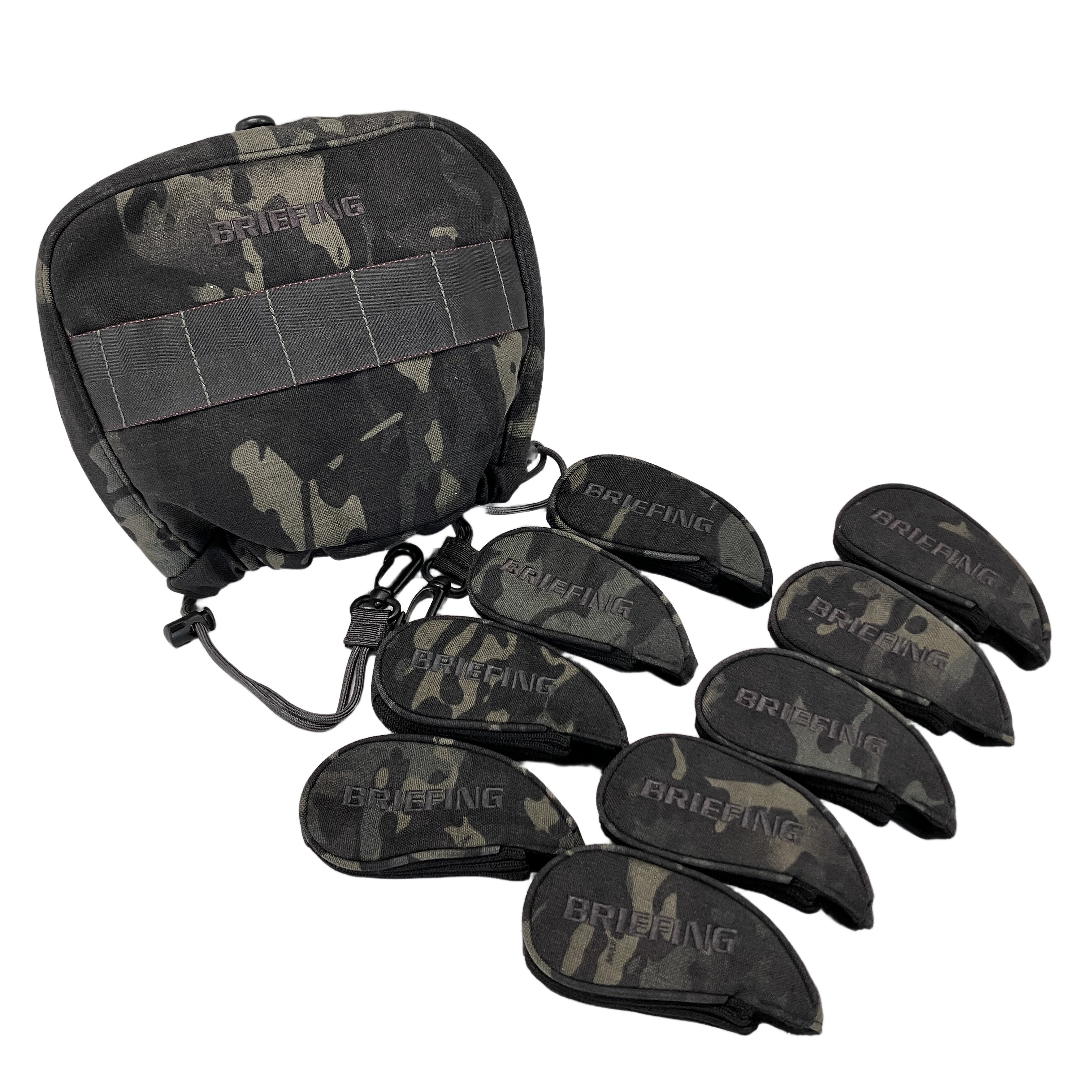 BRIEFING アイアン ヘッドカバー 9点セット 迷彩 ブリーフィング ゴルフ用品 中古