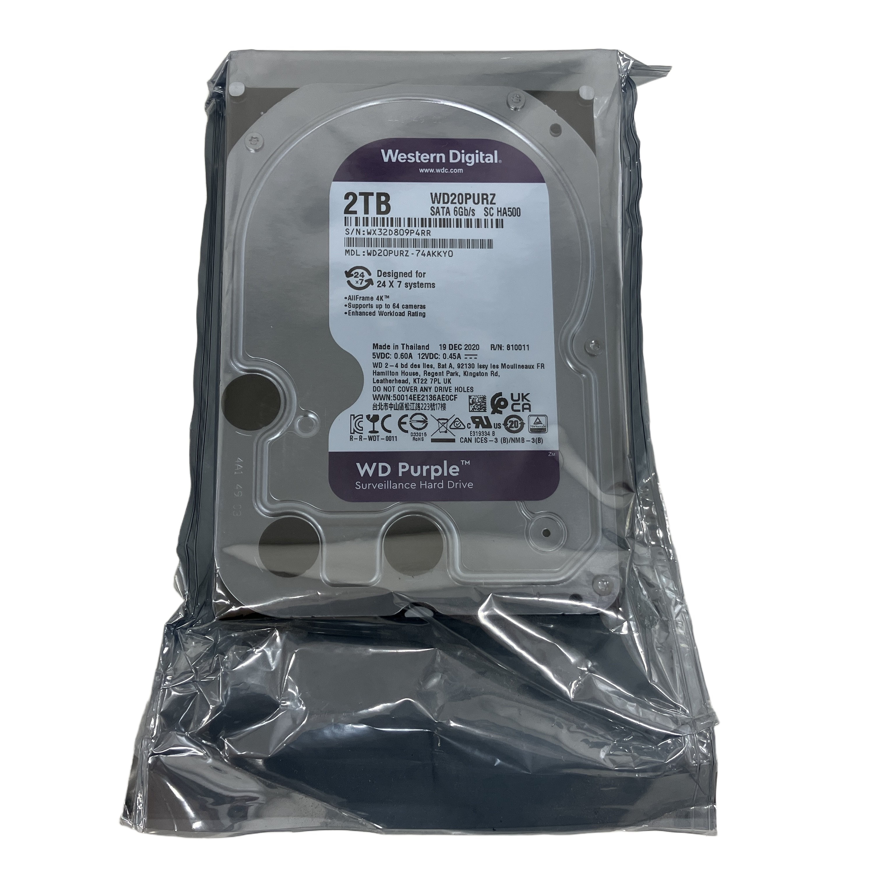 Western Digital Purple ウエスタンデジタルパープル 2TB WD20PURZ HDD 未開封 未使用