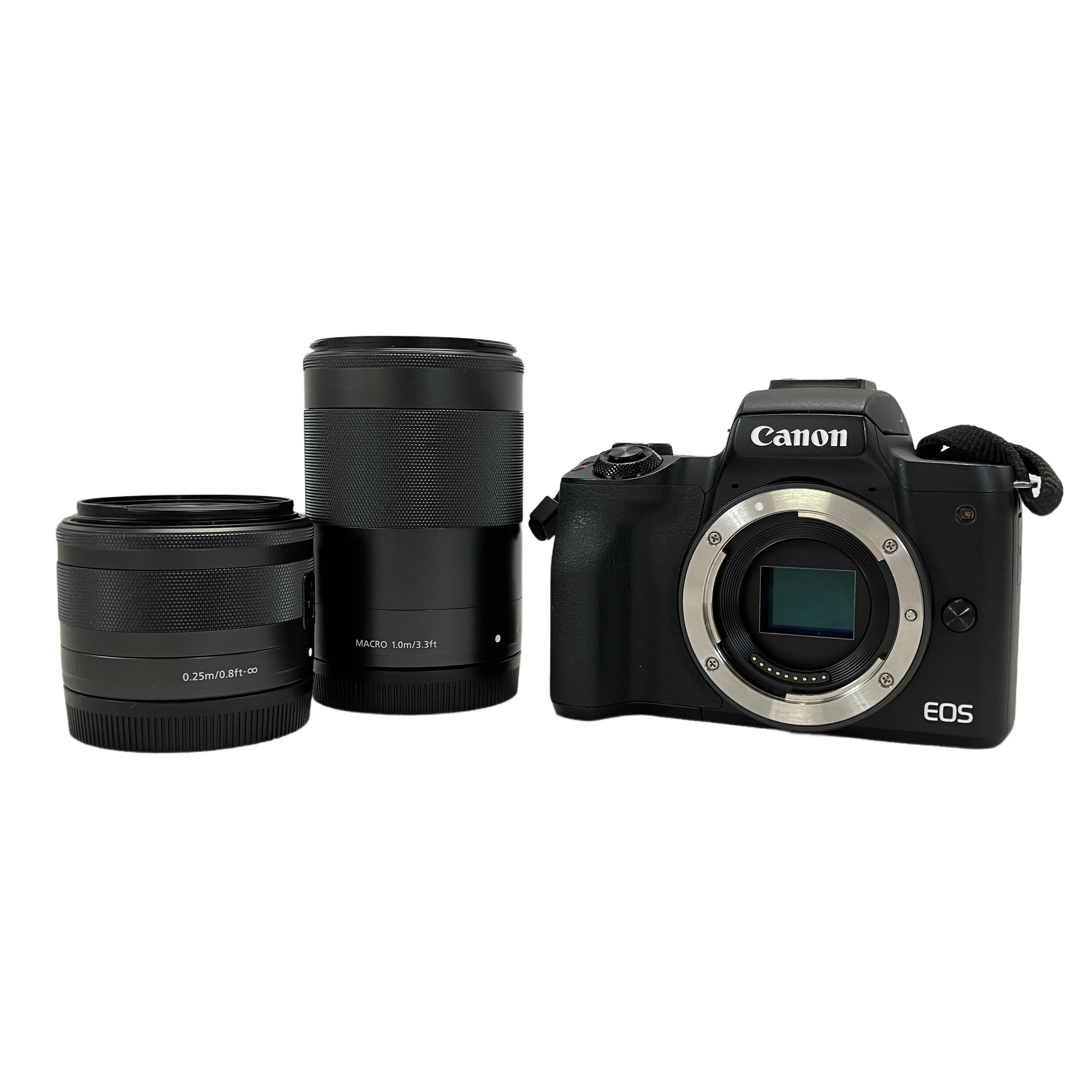 Canon EOS Kiss M2 zoom EF-M 55-200mm zoom EF-M 15-45mmキャノン ダブルズームキット カメラ ボディ レンズ 中古