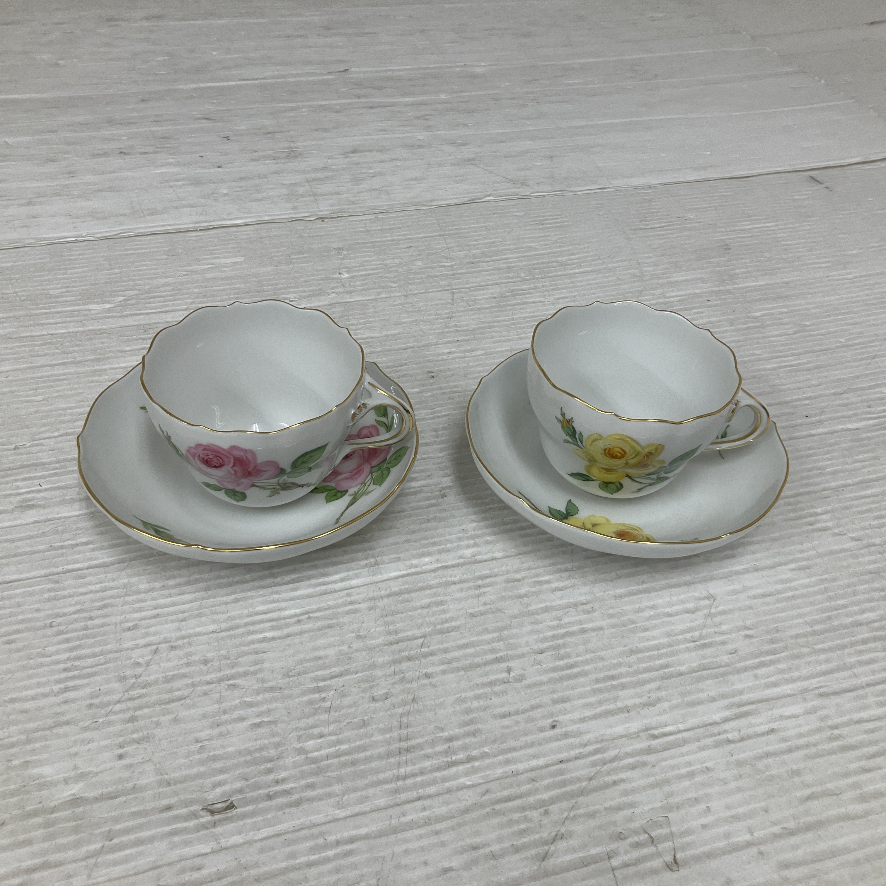 meissen マイセン ベーシックフラワー カップ ソーサー 2客 食器 中古