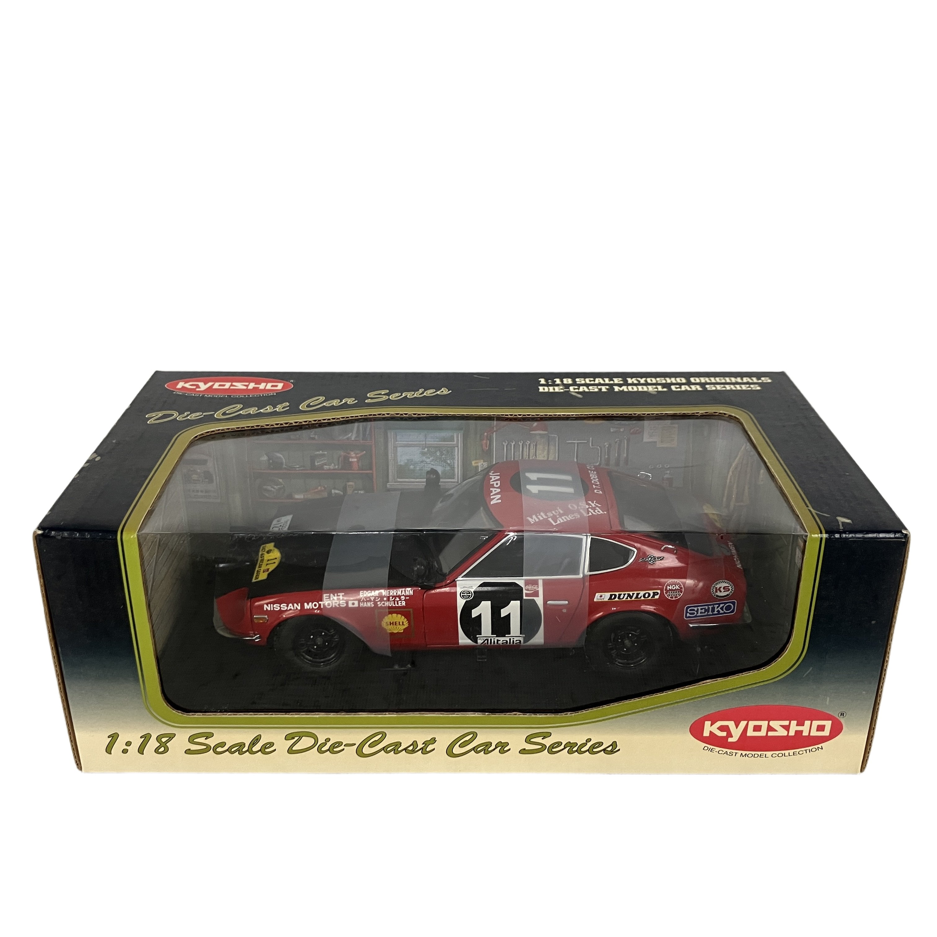 KYOSHO 京商 08215A ダイキャスト ダットサン 240Z 1971 サファリラリー No.11 1/18 ミニカー 中古