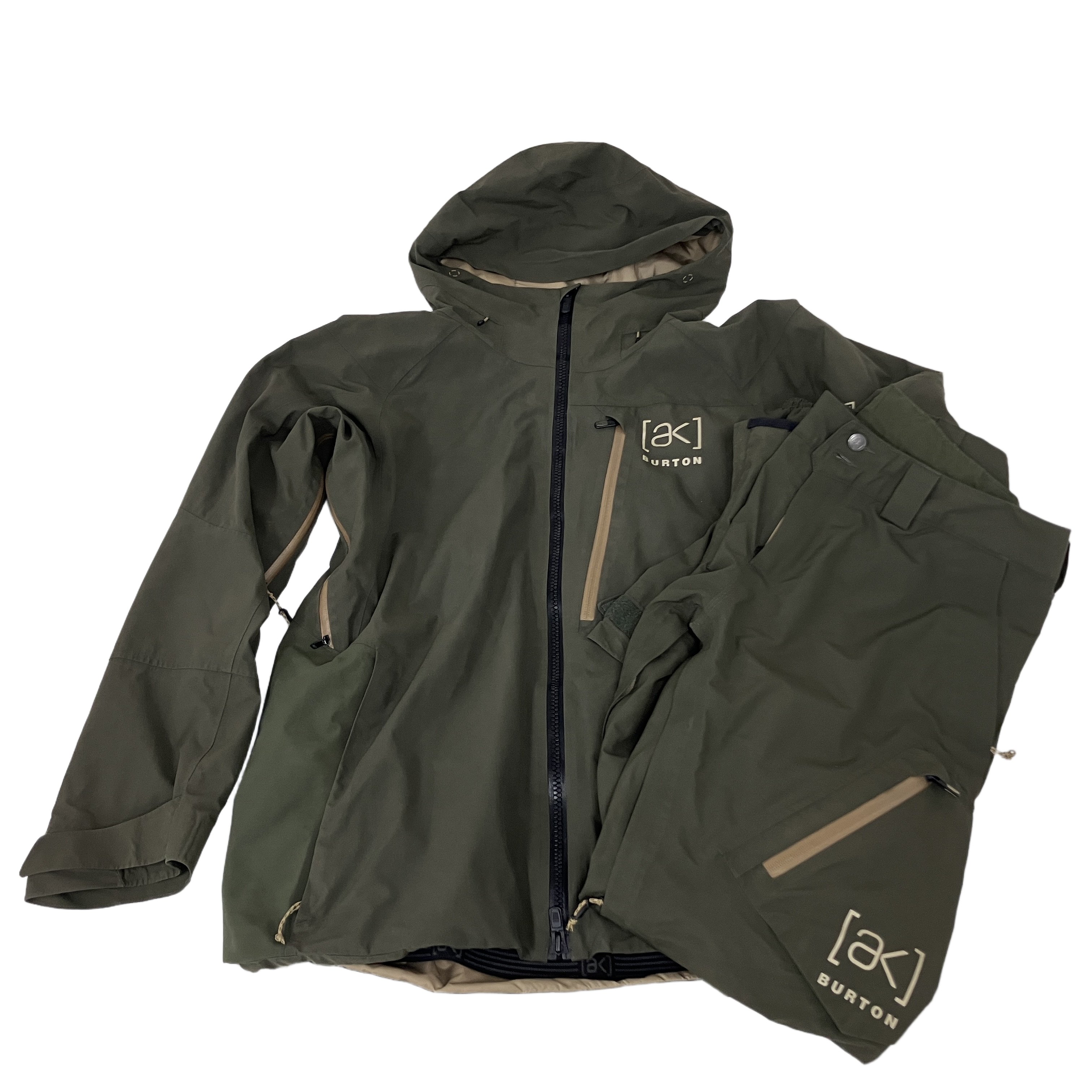 BURTON ak GORE TEX ジャケット パンツ カーキ スノーボード 雪山用 中古