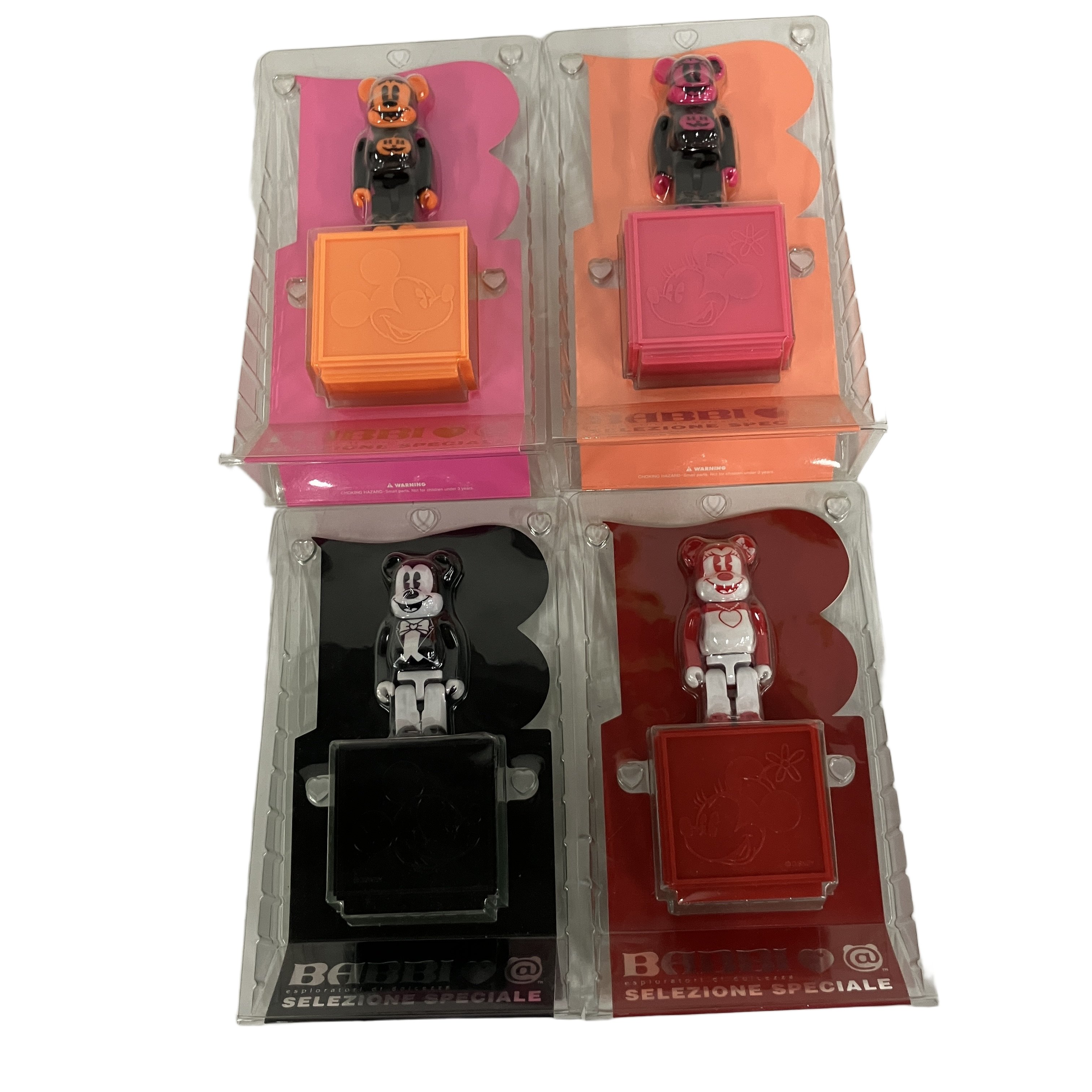 BE@RBRICK BABBI VALENTINE ミッキー・ミニー2体セット・BE@RBRICK BABBI HALLOWEEN ミッキー・ミニー2体セット 合計4体 ホビー ベアブリック 中古 美品