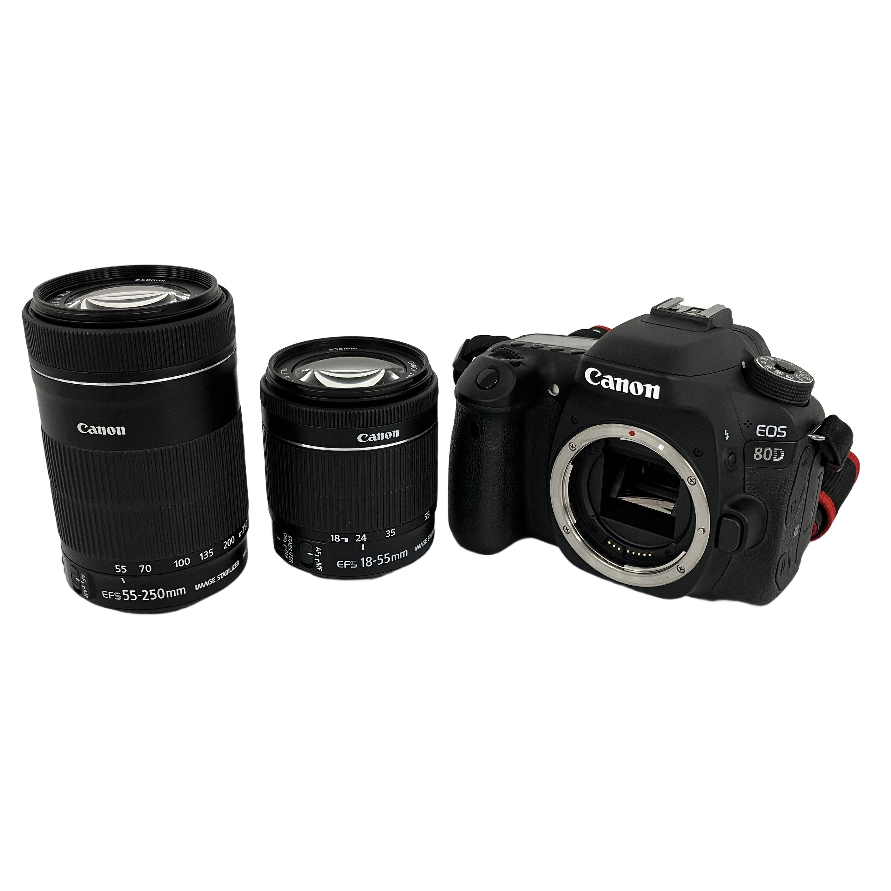 Canon EOS 80D ボディ EF-S 18-55mm F3.5-5.6 / 55-250mm F4-5.6 ダブルズームキット デジタル一眼レフ キャノン カメラ 中古