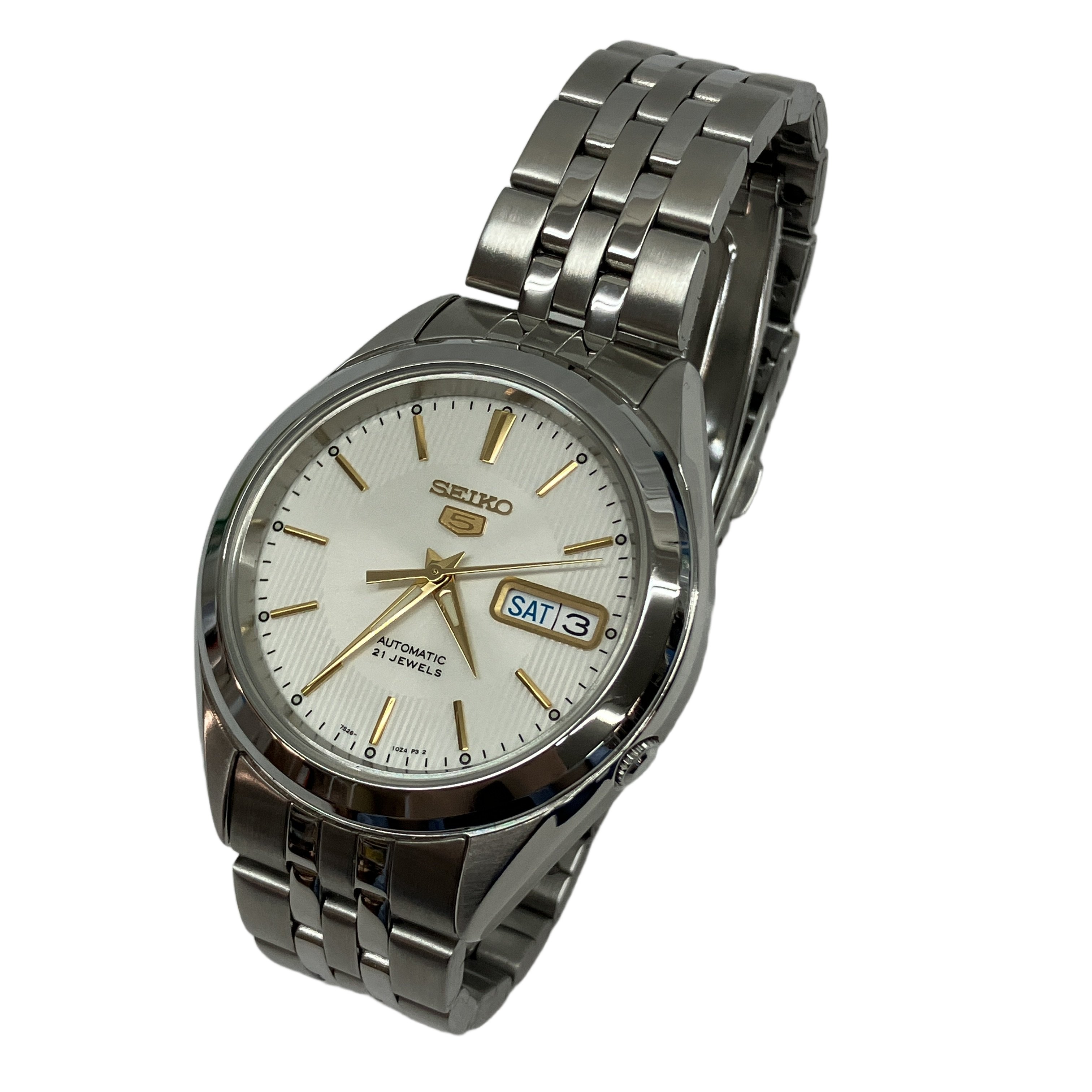 SEIKO 7S26-03V0 SEIKO5 セイコーファイブ ラウンド デイデイト 裏スケ 自動巻き 腕時計 メンズ 中古